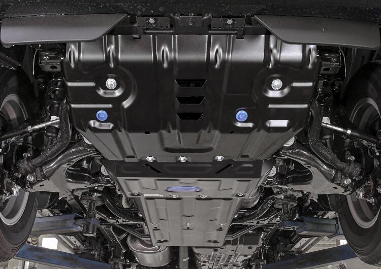 Защита радиатора, картера, КПП и РК Rival для Toyota Land Cruiser Prado 150 рестайлинг 2013-2017, сталь 1.8 мм, 3 части, с крепежом, штампованная, K111.9516.1