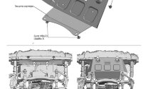 Защита картера, КПП и переднего редуктора АвтоБроня для Lada Niva 2123 2020-2021, штампованная, сталь 1.8 мм, 2 части, с крепежом, K111.01022.1