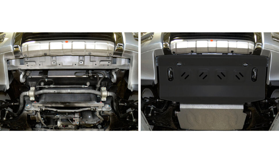 Защита радиатора АвтоБроня для Mitsubishi Pajero IV 2006-2020, штампованная, сталь 1.8 мм, с крепежом, 111.04012.1