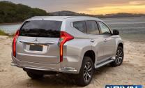 Защита заднего бампера d76+d42 уголки + комплект крепежа, RIVAL, Mitsubishi Pajero Sport 2016-