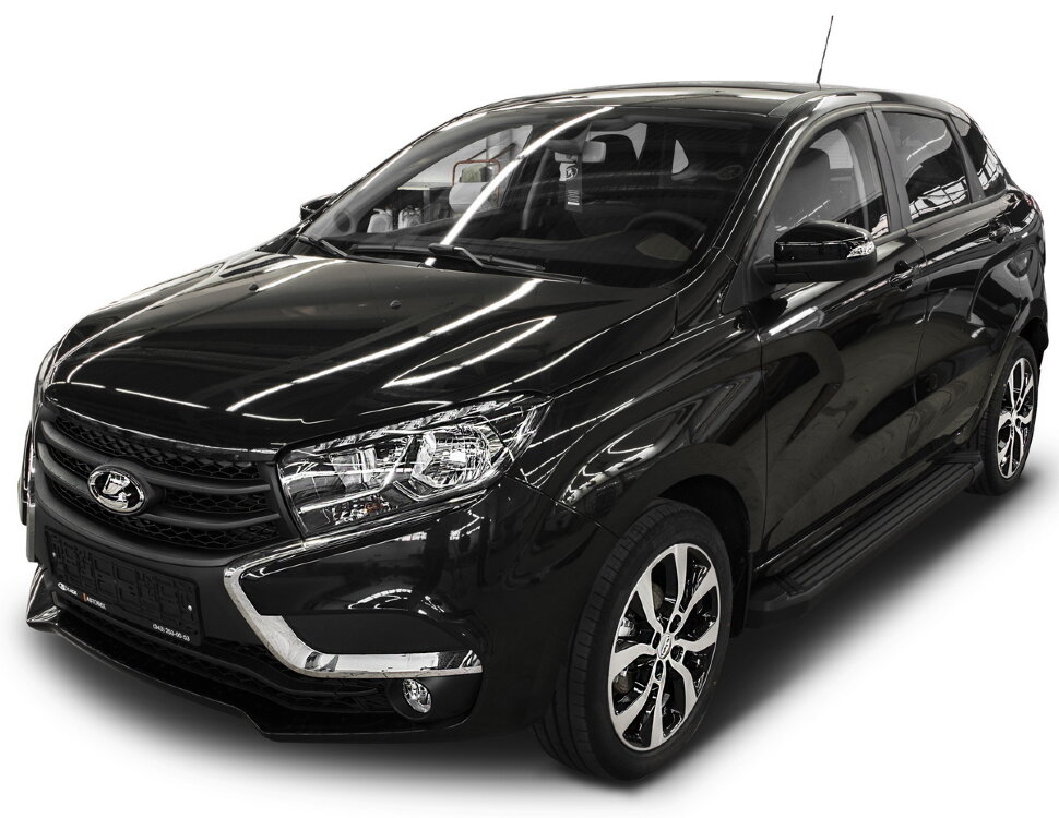 Пороги площадки (подножки) "Black" Rival для Lada Xray 2015-н.в., 173 см, 2 шт., алюминий, F173ALB.6002.1 купить недорого