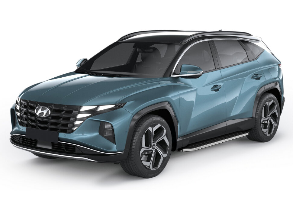 Пороги площадки (подножки) "Premium" Rival для Hyundai Santa Fe IV рестайлинг 2021-н.в., 180 см, 2 шт., алюминий, A180ALP.2313.1 купить недорого