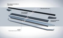 Пороги площадки (подножки) "Premium" Rival для Hyundai Santa Fe IV рестайлинг 2021-н.в., 180 см, 2 шт., алюминий, A180ALP.2313.1 гарантия