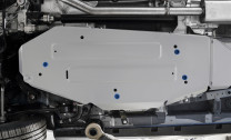 Защита топливного бака Rival для Geely Azkarra РКПП 4WD (V - 1.5 гибрид) 2019-н.в., алюминий 3 мм, с крепежом, штампованная, 2 части, 333.1927.1