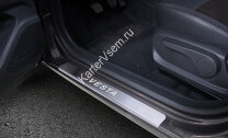 Накладки на пороги Rival для Lada Vesta CNG седан 2017-н.в., нерж. сталь, с надписью, 4 шт., NP.6007.3 с доставкой по всей России