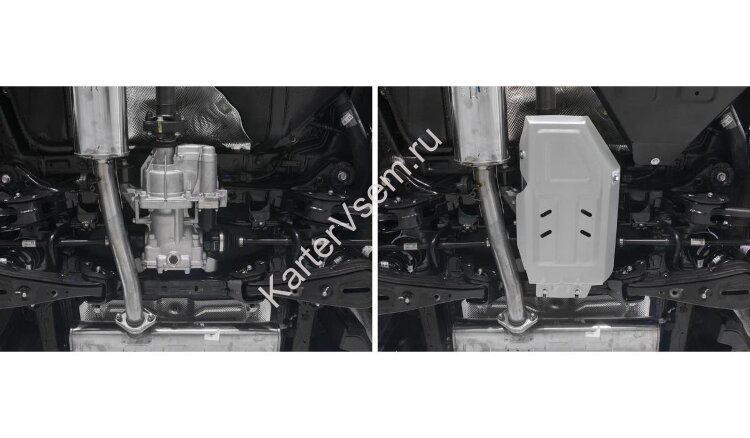 Защита редуктора Rival для Kia Sportage IV рестайлинг 4WD 2018-2022, штампованная, алюминий 3 мм, с крепежом, 333.2359.1