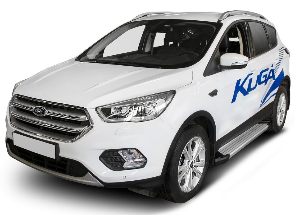 Пороги площадки (подножки) "Silver" Rival для Ford Kuga II рестайлинг 2016-н.в., 180 см, 2 шт., алюминий, F180AL.1804.2 купить недорого