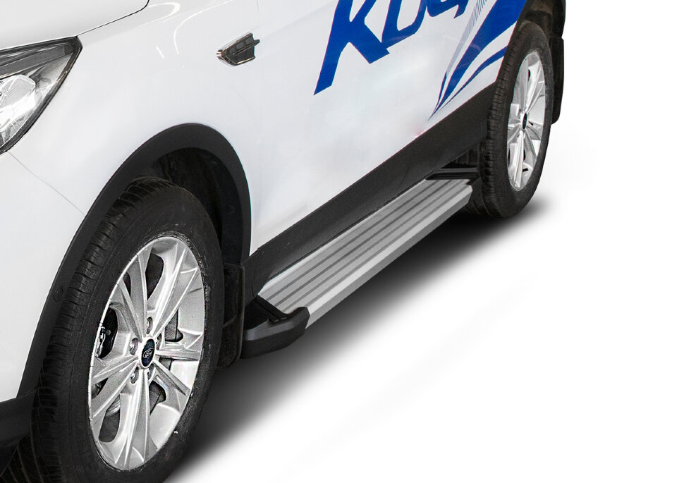 Пороги площадки (подножки) "Silver" Rival для Ford Kuga II рестайлинг 2016-н.в., 180 см, 2 шт., алюминий, F180AL.1804.2 с доставкой по всей России