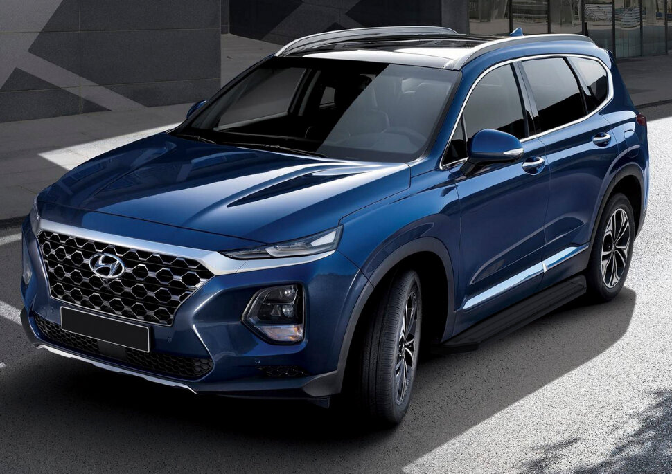 Пороги площадки (подножки) "Premium-Black" Rival для Hyundai Santa Fe IV 2018-2021, 180 см, 2 шт., алюминий, A180ALB.2307.1 купить недорого