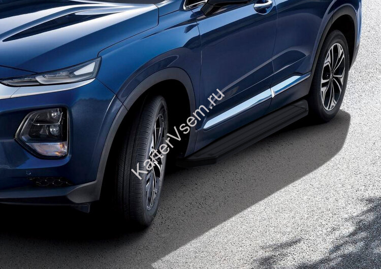 Пороги площадки (подножки) "Premium-Black" Rival для Hyundai Santa Fe IV 2018-2021, 180 см, 2 шт., алюминий, A180ALB.2307.1 с доставкой по всей России