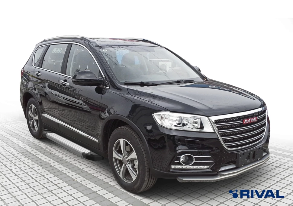 Пороги на автомобиль (подножки) "Silver" Rival для Haval H6 2014-2020, 173 см, 2 шт., алюминий, F173AL.9402.1