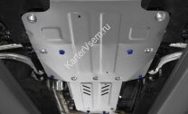 Защита картера, КПП и РК Rival для Kia Stinger 4WD 2017-н.в., штампованная, алюминий 3.8 мм, с крепежом, 2 части, K333.2841.1