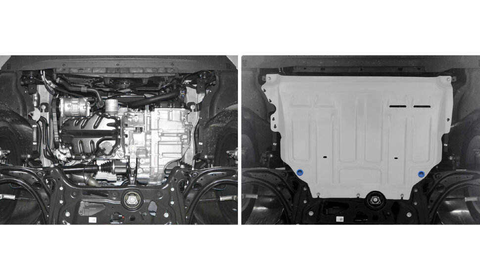Защита картера и КПП Rival для Skoda Superb III 2015-2019, штампованная, алюминий 3 мм, с крепежом, 333.5128.1