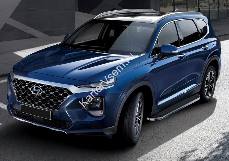 Пороги площадки (подножки) "Premium" Rival для Hyundai Santa Fe IV 2018-2021, 180 см, 2 шт., алюминий, A180ALP.2307.1 купить недорого