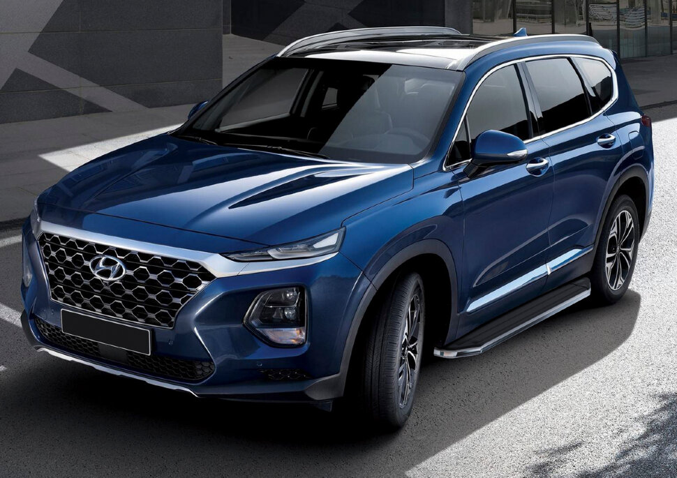 Пороги площадки (подножки) "Premium" Rival для Hyundai Santa Fe IV 2018-2021, 180 см, 2 шт., алюминий, A180ALP.2307.1 купить недорого