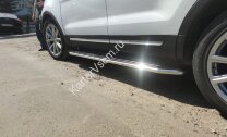 Пороги площадки (подножки) "Premium" Rival для Hyundai Santa Fe IV 2018-2021, 180 см, 2 шт., алюминий, A180ALP.2307.1 с инструкцией и сертификатом