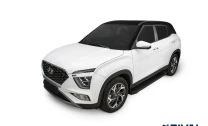 Пороги на автомобиль (подножки) "Black" Rival для Hyundai Creta II 2021-н.в., 173 см, 2 шт., алюминий, F173ALB.2314.1