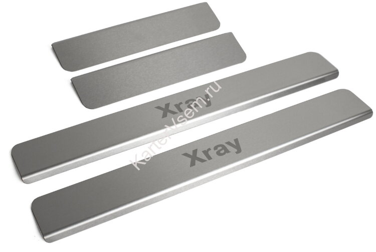 Накладки на пороги Rival для Lada Xray 2015-н.в., нерж. сталь, с надписью, 4 шт., NP.6008.3 купить недорого