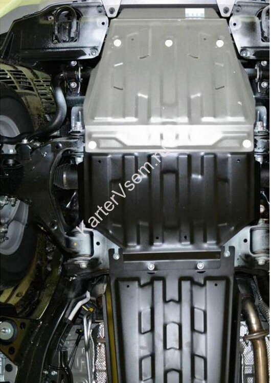 Защита картера Rival (часть 1) для Lexus LX III 2007-2015, штампованная, алюминий 4 мм, с крепежом, 333.5713.2