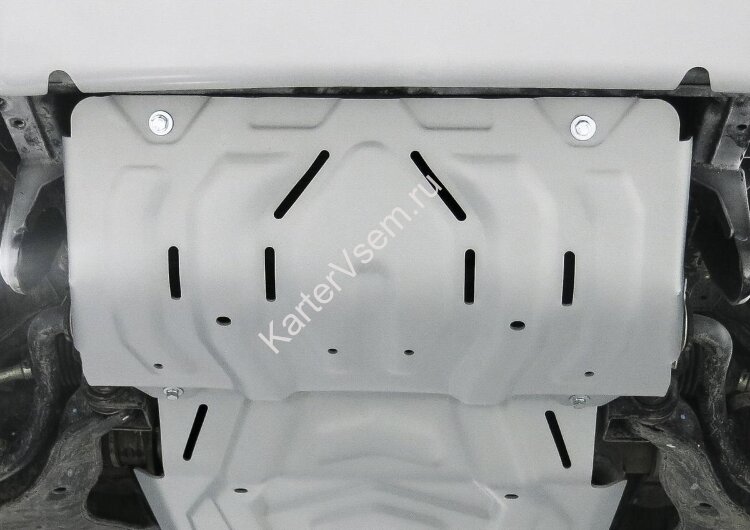 Защита радиатора Rival для Mitsubishi L200 V 2015-2019 2018-н.в., штампованная, алюминий 4 мм, с крепежом, 333.4046.2