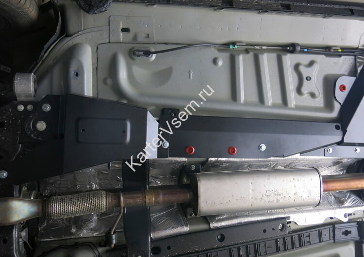Защита трубок кондиционера АвтоБроня для Ford Explorer V рестайлинг 2015-2019, штампованная, сталь 1.8 мм, 3 части, с крепежом, 111.01868.1