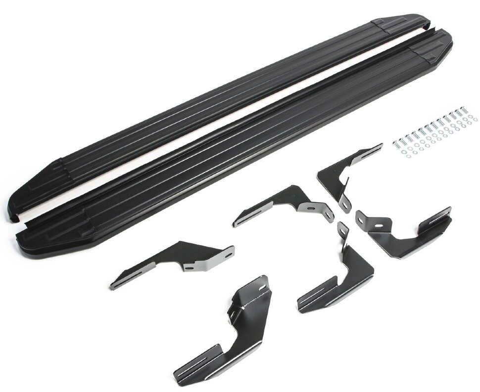 Пороги площадки (подножки) "Premium-Black" Rival для Ford Ranger III 2011-2015, 193 см, 2 шт., алюминий, A193ALB.1803.1 высокого качества