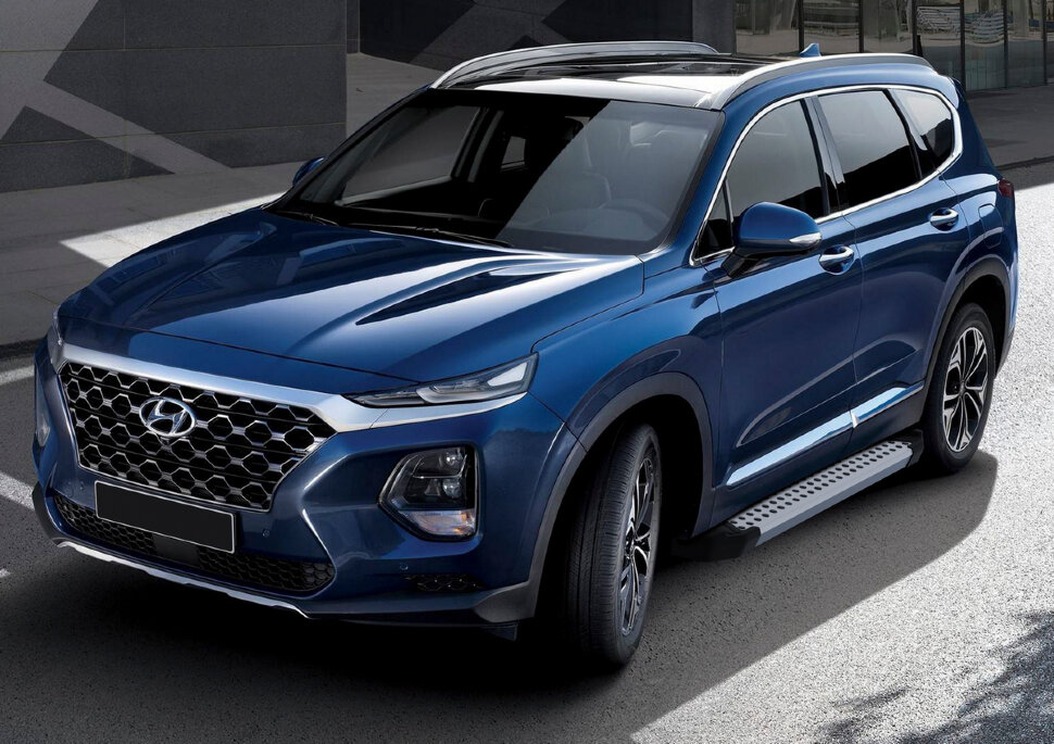 Пороги площадки (подножки) "Bmw-Style круг" Rival для Hyundai Santa Fe IV 2018-2021, 180 см, 2 шт., алюминий, D180AL.2307.1 купить недорого
