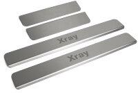 Накладки на пороги Rival для Lada Xray Cross 2018-н.в., нерж. сталь, с надписью, 4 шт., NP.6008.3