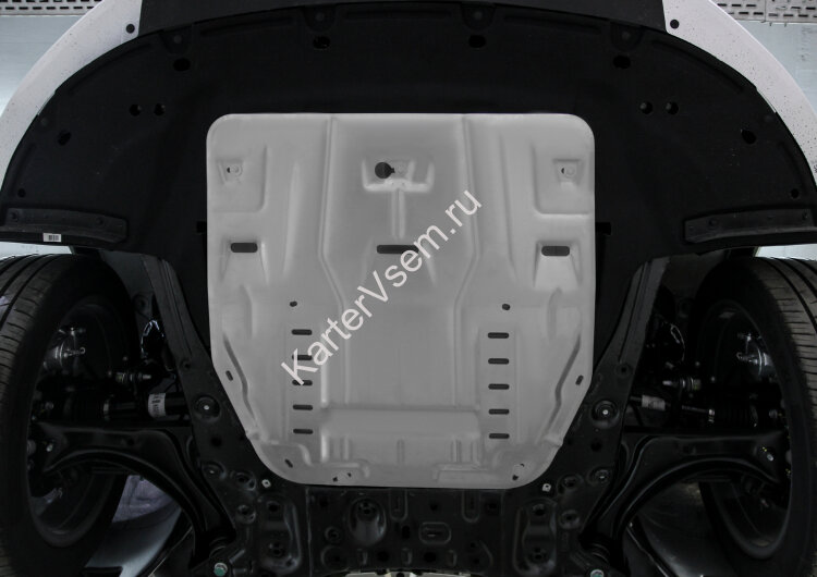 Защита картера и КПП Rival для Hyundai Santa Fe IV рестайлинг 2021-н.в., алюминий 3 мм, с крепежом, штампованная, 333.2862.1