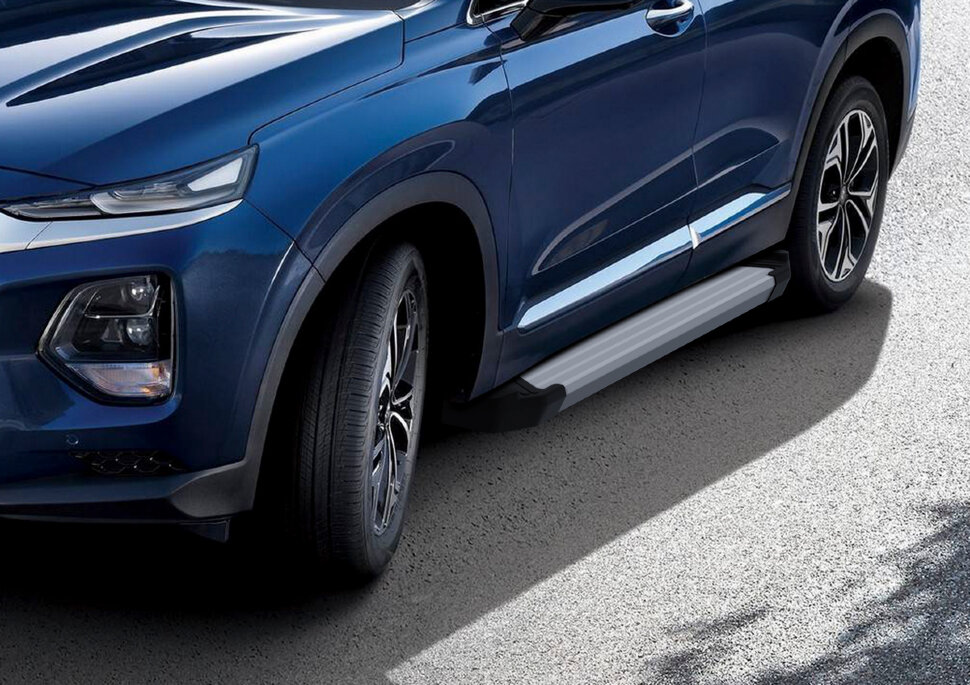 Пороги площадки (подножки) "Silver" Rival для Hyundai Santa Fe IV 2018-2021, 180 см, 2 шт., алюминий, F180AL.2307.1 с доставкой по всей России