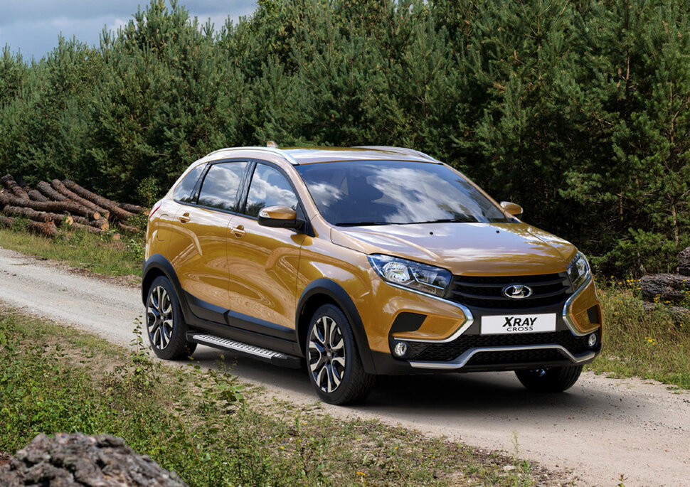 Пороги площадки (подножки) "Bmw-Style круг" Rival для Lada Xray Cross 2018-н.в., 173 см, 2 шт., алюминий, D173AL.6005.1 купить недорого