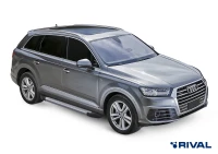Пороги на автомобиль (подножки) "Silver" Rival для Audi Q7 II 2015-2020 2020-н.в., 193 см, 2 шт., алюминий, F193AL.0304.1