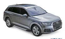 Пороги на автомобиль (подножки) "Silver" Rival для Audi Q7 II 2015-2020 2020-н.в., 193 см, 2 шт., алюминий, F193AL.0304.1