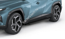 Пороги площадки (подножки) "Premium-Black" Rival для Kia Sportage V 2021-н.в., 180 см, 2 шт., алюминий, A180ALB.2313.1