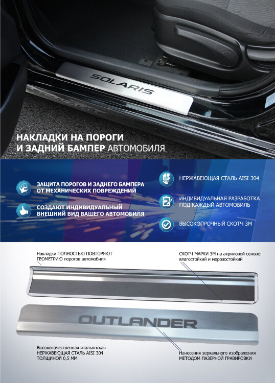 Накладки на пороги Changan Eado I (2013-2018),Eado II (2018-н.в.) 2013-2018,2018-н.в. арт.NP.8903.3
