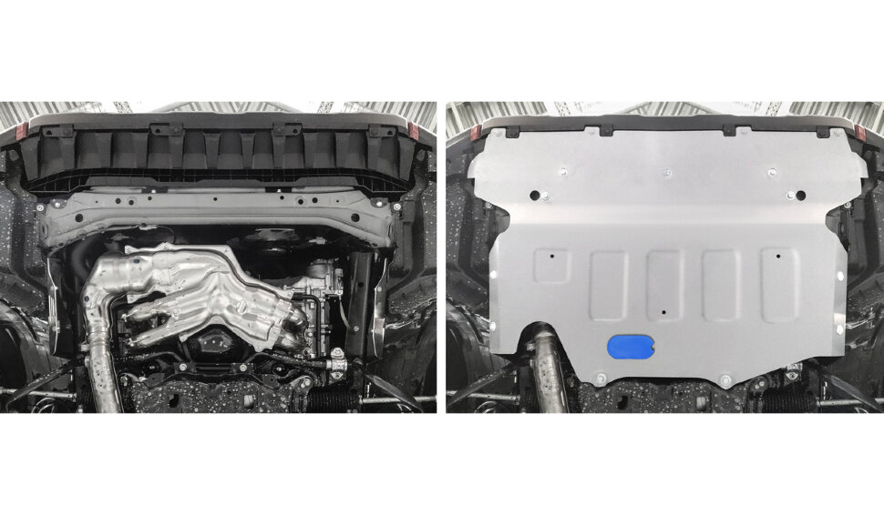 Защита картера Rival (увеличенная) для Subaru Forester V 4WD 2018-2021, штампованная, алюминий 3 мм, с крепежом, 333.5439.1
