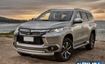 Защита переднего бампера d76+d57 + комплект крепежа, RIVAL, Mitsubishi Pajero Sport 2016-