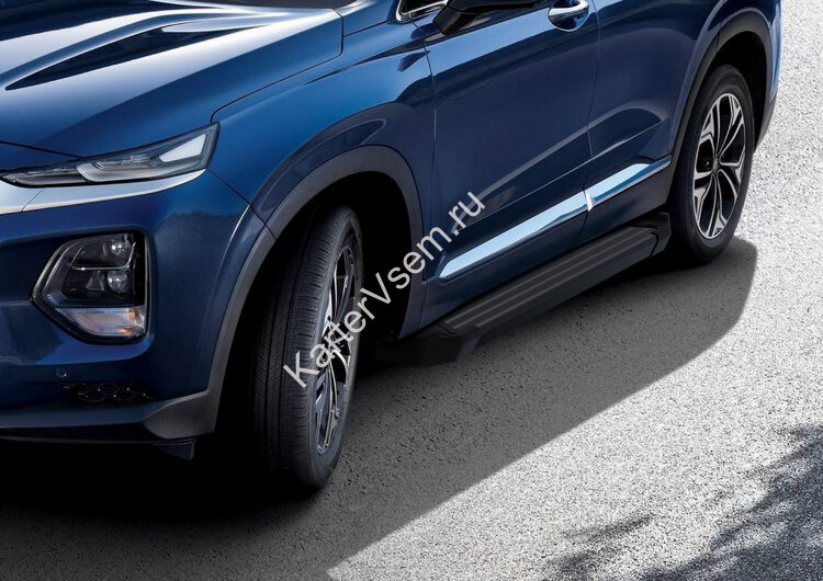 Пороги площадки (подножки) "Black" Rival для Hyundai Santa Fe IV 2018-2021, 180 см, 2 шт., алюминий, F180ALB.2307.1 с доставкой по всей России
