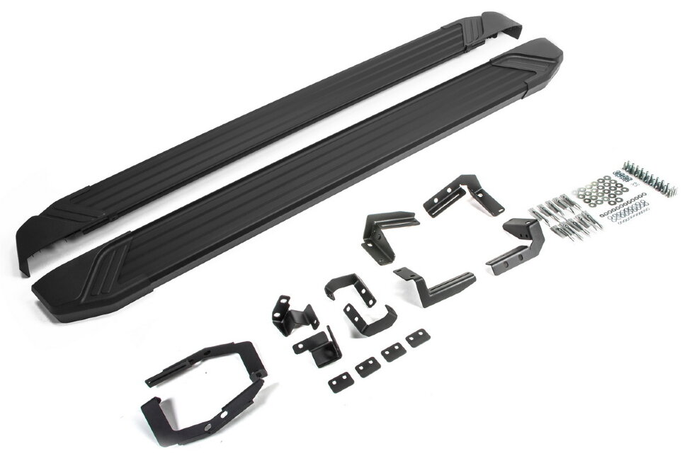 Пороги площадки (подножки) "Black" Rival для Hyundai Santa Fe IV 2018-2021, 180 см, 2 шт., алюминий, F180ALB.2307.1 высокого качества