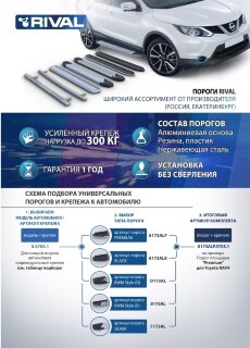 Пороги площадки (подножки) "Premium" Rival для Kia Sportage V 2021-н.в., 180 см, 2 шт., алюминий, A180ALP.2313.1 курьером по Москве и МО