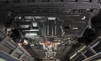 Защита картера и КПП Rival для Volkswagen Polo V седан 2010-2020, сталь 1.5 мм, с крепежом, штампованная, 111.5842.1