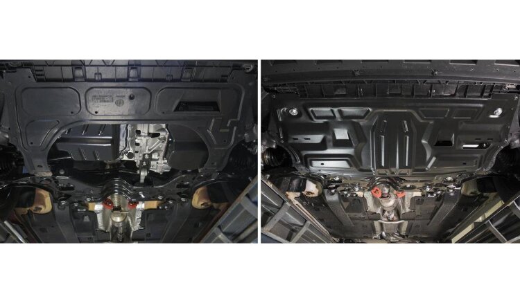 Защита картера и КПП Rival для Volkswagen Polo V седан 2010-2020, сталь 1.5 мм, с крепежом, штампованная, 111.5842.1
