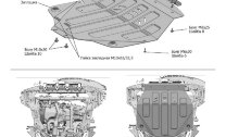 Защита картера и КПП Rival для Acura MDX III 2014-2016, штампованная, алюминий 4 мм, с крепежом, 333.0101.1