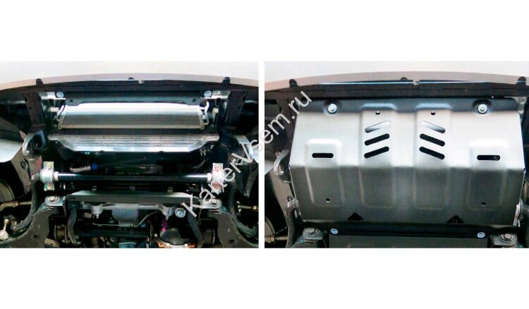 Защита радиатора Rival для Mitsubishi L200 V 2015-2019 2018-н.в., штампованная, алюминий 6 мм, с крепежом, 2333.4046.1.6