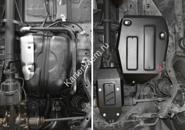 Защита топливного бака АвтоБроня для Haval H6 4WD 2014-2020, штампованная, сталь 1.8 мм, с крепежом, 111.09405.1