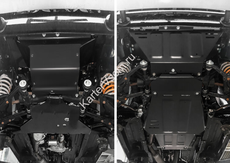 Защита картера, КПП и РК АвтоБроня для Lada Niva Legend 2121 2021-н.в., штампованная, сталь 3 мм, 3 части, с крепежом, K222.06040.1