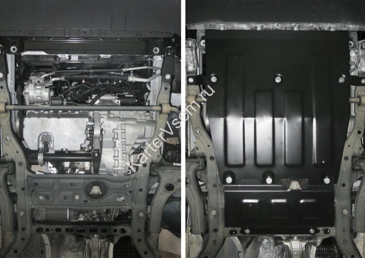 Защита картера и КПП АвтоБроня для Volkswagen Crafter II МКПП FWD 2016-н.в., штампованная, сталь 1.8 мм, с крепежом, 111.05858.1