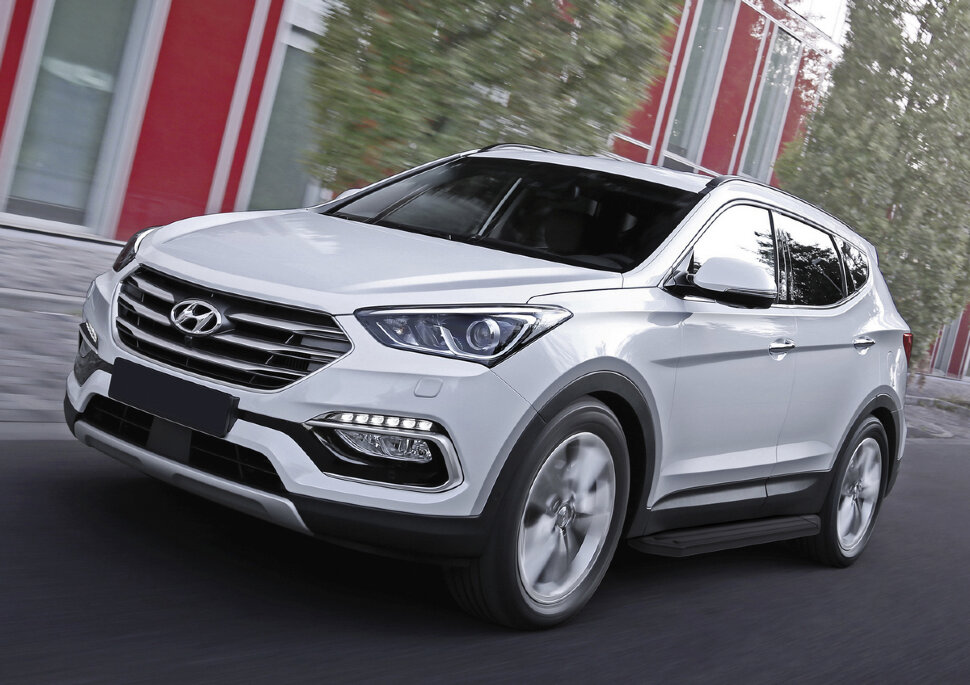 Пороги площадки (подножки) "Premium-Black" Rival для Hyundai Santa Fe Premium 2015-2016, 180 см, 2 шт., алюминий, A180ALB.2305.2 купить недорого