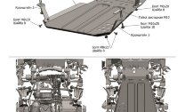 Защита КПП Rival для ВАЗ 2121 (4x4) 1977-2021, штампованная, алюминий 3 мм, с крепежом, 333.6041.1