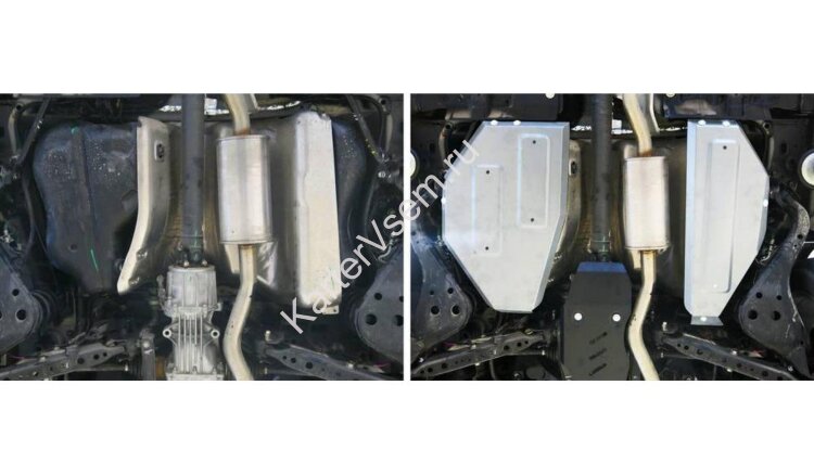 Защита топливного бака Rival для Nissan Qashqai II рестайлинг 4WD 2019-н.в., штампованная, алюминий 4 мм, с крепежом, 2 части, 333.4149.1